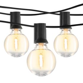 VEVOR Solar Outdoor String Lights, 100FT, 2700K Dimmable Patio Lights with Remote Control, 50 Solar Powered LED G40 Bulbs