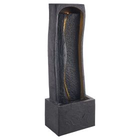 VEVOR Outdoor Water Fountain, 38.58 in Height Fountain and Waterfall, 1-Tier Floor Standing Rock Base Style Fountains with with LED Light and Pum