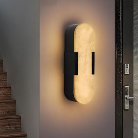 13.8" Natural Marble Wall Sconce, Black Sconces Set of Two, Indoor Modern Bathroom Sconces Wall Lighting for Living Room, Bedroom, Hallway, Stair