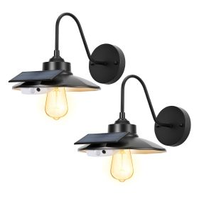 VEVOR Solar Outdoor Barn Light, 3 Lighting Modes and Motion Sensor, 2-Pack Gooseneck Light Fixture, Farmhouse Wall Sconce, with E27 Bulb Compatib