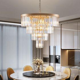 24" Contemporary Crystal Modern Chandeliers Crystal Ceiling Chandelier 4 Tier Golden Chandelier Lighting for Dining Room Living Room Bedroom (Bul