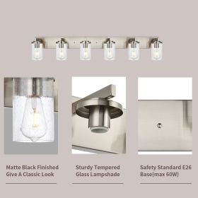 4/5/6-Light Vanity Light in Brushed Nickel Finish, Vintage Farmhouse Mirror Lights with Clear Glass Shade. (Numbers of Light: 6-Light, Color: Brushed Nickel)